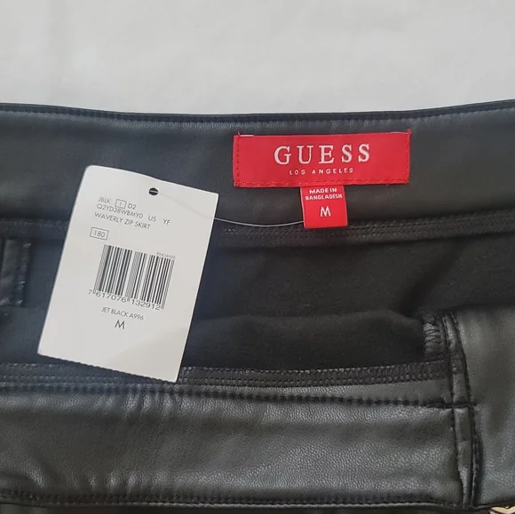 Guess Faux Leather Mini Skirt With Double Zippers New - Picture 3 of 10